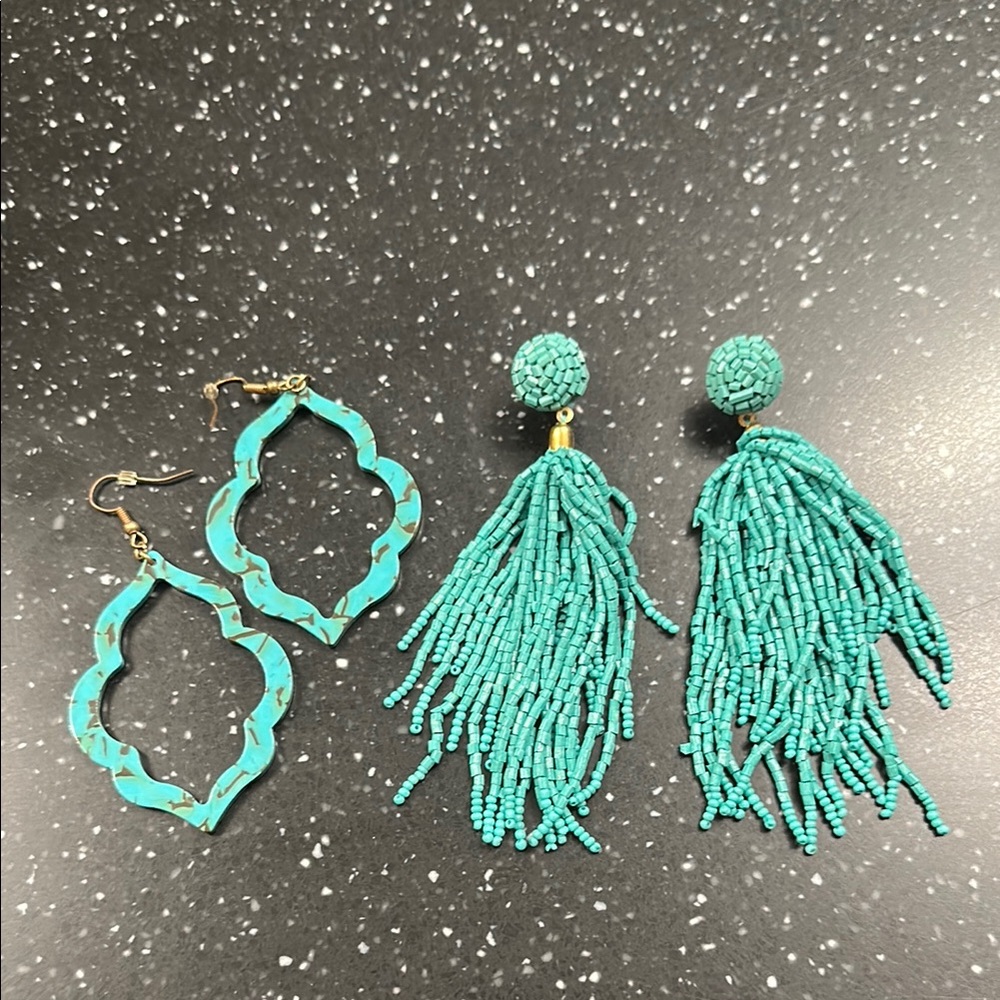 Elegant Turquoise Beaded Earrings Set